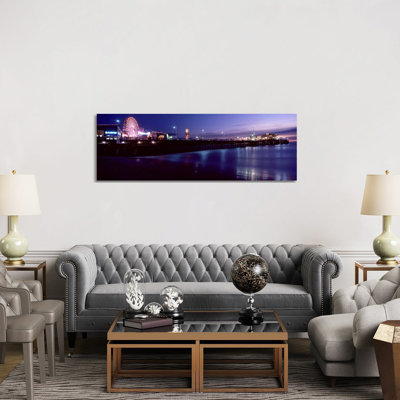 Ferris Wheel In An Amusement PArk, Santa Monica Pier, Santa Monica - Wrapped Canvas Panoramic Print