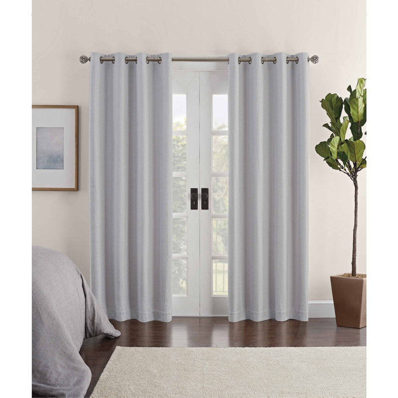 Eclipse Ambiance Chevron Draft Stopper Energy Saving 100% Blackout Grommet Top Curtain Panel, 95" W x 50" L, Ivory