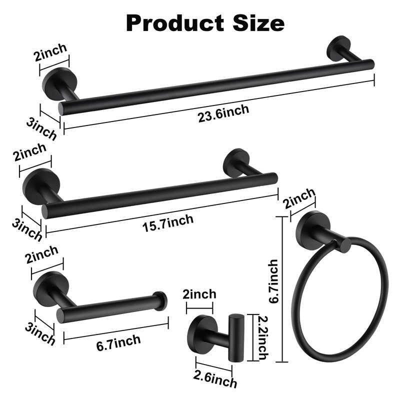 9 - Piece Bathroom Hardware Set, Matte Black
