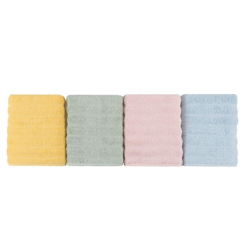 Ensemble de serviettes 4 pièces 100% coton, Jaune / vert / rose