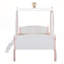 Lit simple de style princesse avec couronne, lit plateforme voiture en bois avec escalier pour chambre de fille et décor enchanté