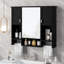 Armoire de rangement murale moderne 35 po x 28 po, armoire de salle de bain murale avec miroir, armoire à pharmacie avec barre à serviettes-1059095393