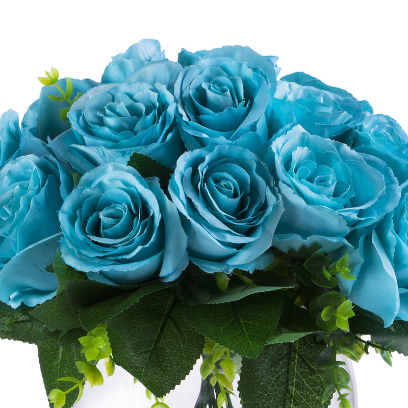 Arrangement floral de roes artificielles, Turquoise
