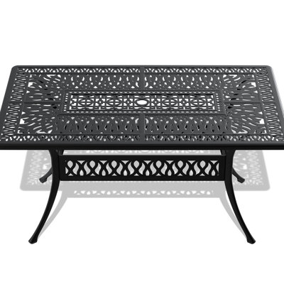 5 Cast Aluminum Patio Furniture, Brown Cushions, Petal And Rectangle Designs, Weather Resistance, Comfortable Seating, Space Stack Of Furniture With Traditional Casting, Exquisite Lines, Weather-