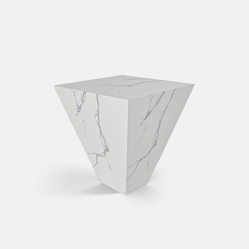 Douane Stone Top End Table, White