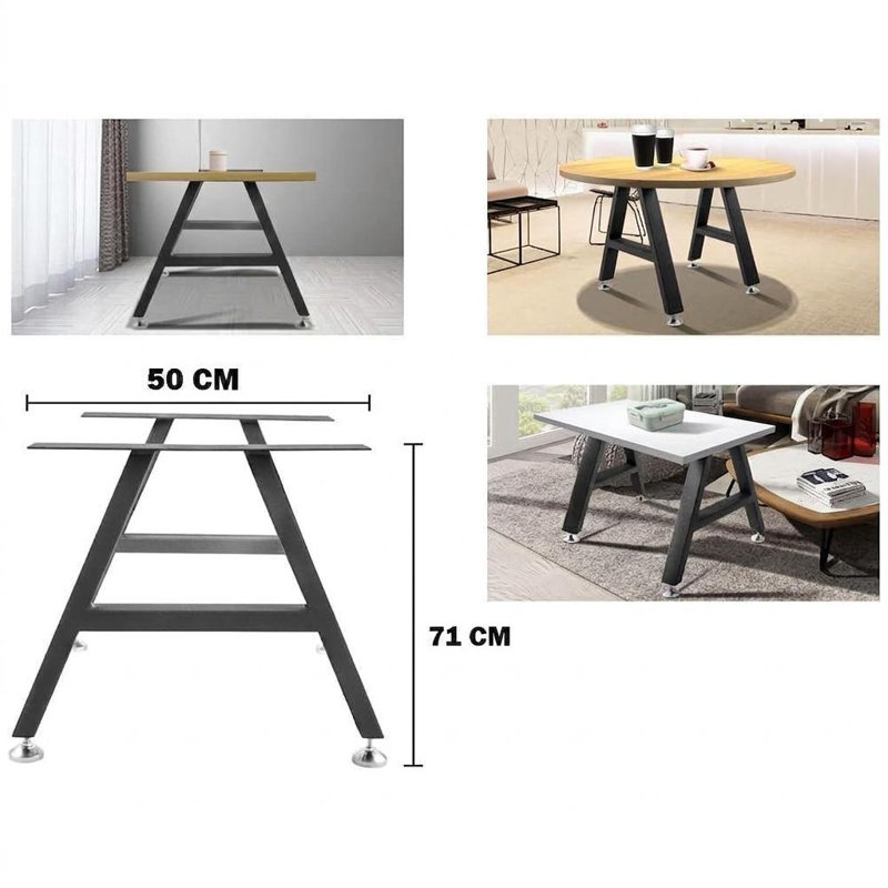 Set of 2 X-Shape Steel Table Legs | Heavy Duty H-Style Base for Dining, Kitchen Island & Coffee Tables, Sturdy Support