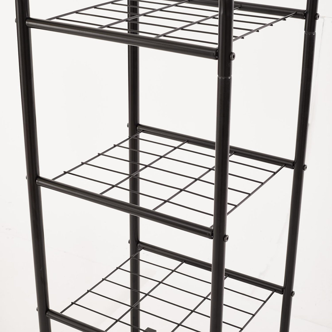 Clothes Rail With Double Hanging & Shelves Black Metal Garment Rack Heavy Duty