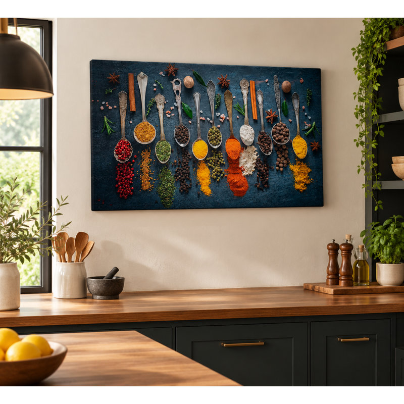 Herbs Spices Powder Spoons Kitchen 1 Piece Wrapped Canvas Wall Art, 81.3cm H x 121.9cm W x 4cm D
