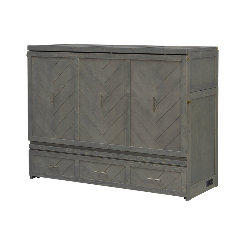 Armoire-lit escamotable Grevon, Gris