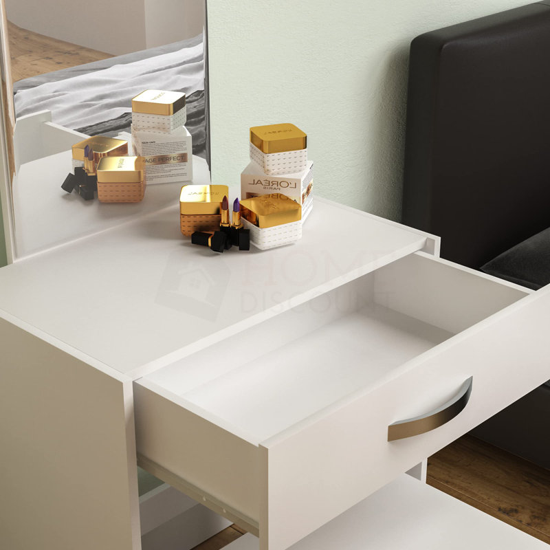 Elanora Dressing Table with Mirror, White