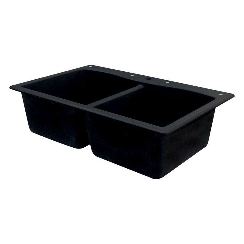 Aversa 33'' L Double Bowl Kitchen Sink, Black