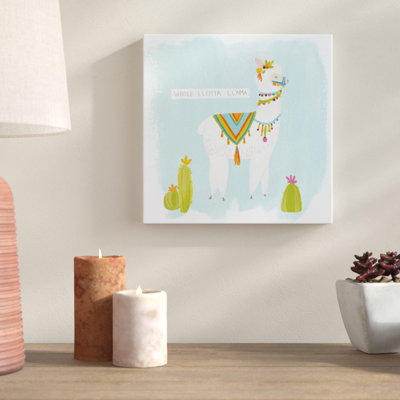 Pom Pom Llama Rama II by June Erica Vess - Wrapped Canvas Painting