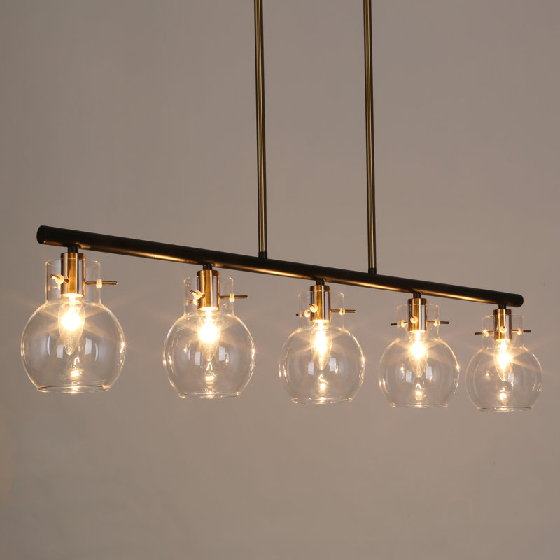 Froney 5-Light Dimmable Linear Kitchen Island Pendant, Globe