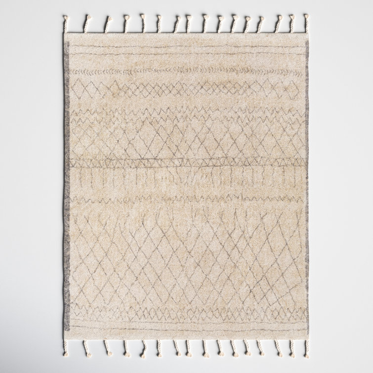 Clover Moroccan Handmade Cotton Gray/Cream Area Rug