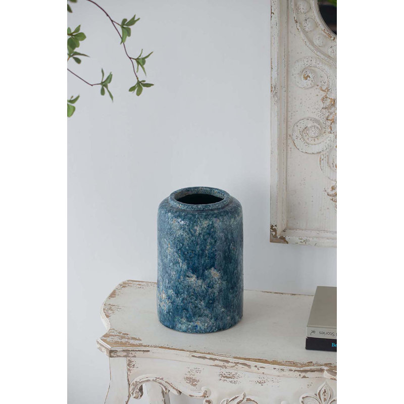 Vase de table Duke, H 11,8 po x l 7,9 po x P 7,9 po, Bleu