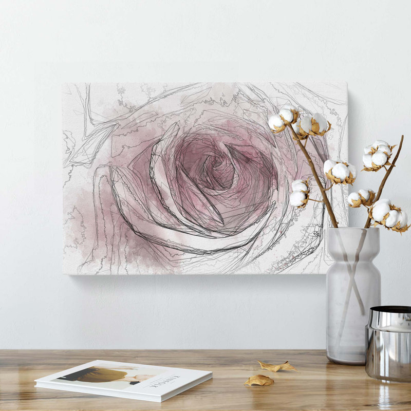 Pretty In Pink Rose Flower In Abstract - Wrapped Canvas Print, 50cm H x 76cm W x 3cm D