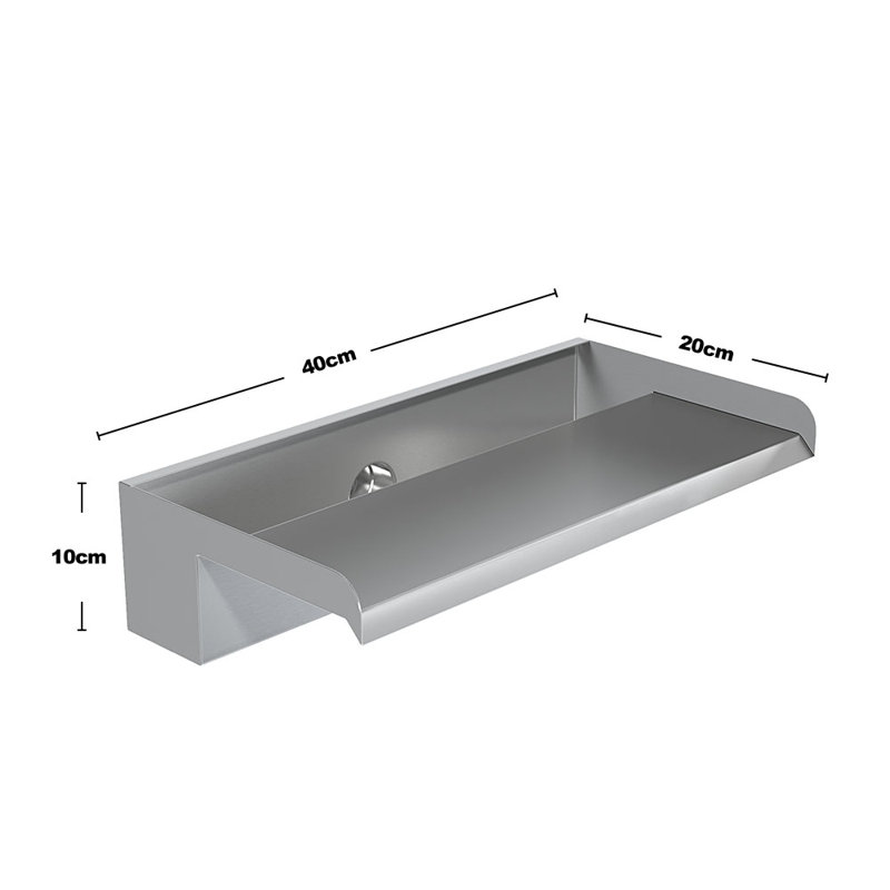 Stainless Steel Weather Resistant Waterfall Fountain, 10cm H x 40cm W x 20cm D