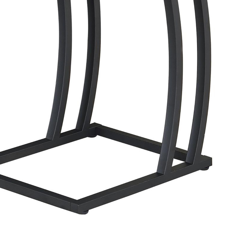 Lunardi C - Shaped End Table with Built-In Outlets, Espresso Wood