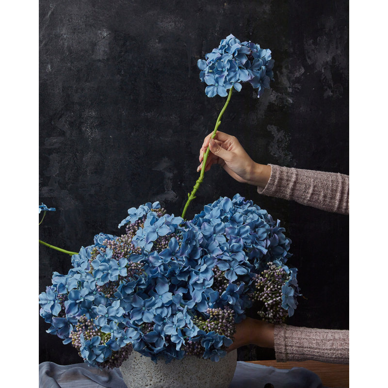 Faux hortensias floraux 17 po - (10 pièces), Bleu