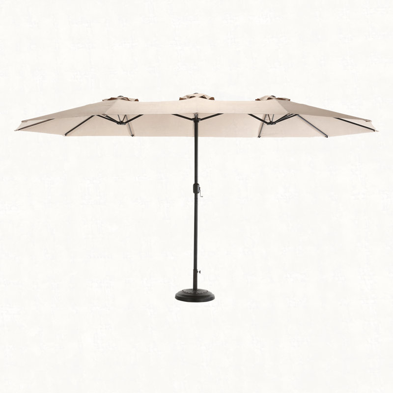 Grand parasol rectangulaire double 14,8 pi avec manivelle, Kaki