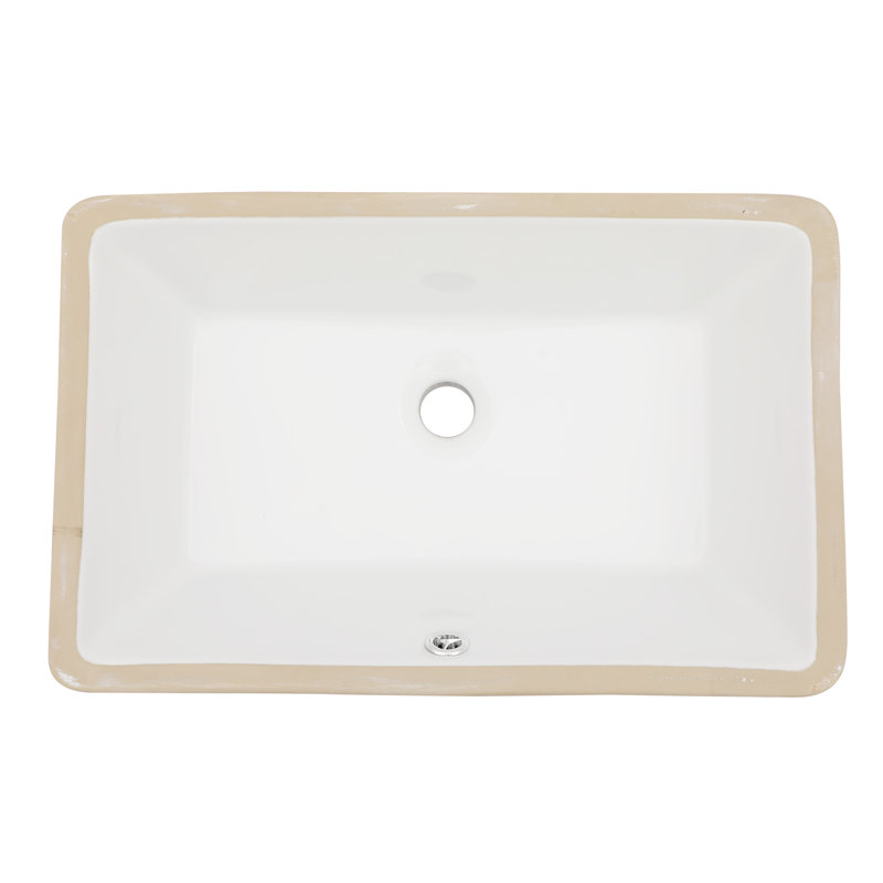 Lavabo de salle de bain rectangulaire encastré en céramique blanc 21 "x 13" avec trop-plein