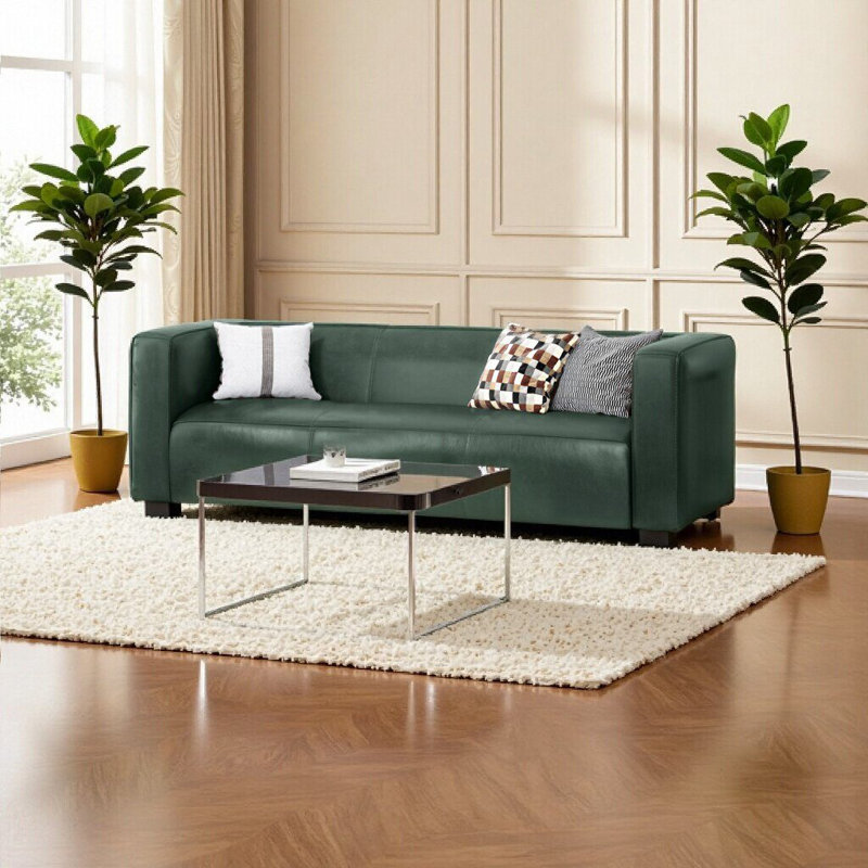 Élégant canapé tuxedo vert à 3 places - Style contemporain avec pieds en bois de bouleau pour les salons modernes, Vert