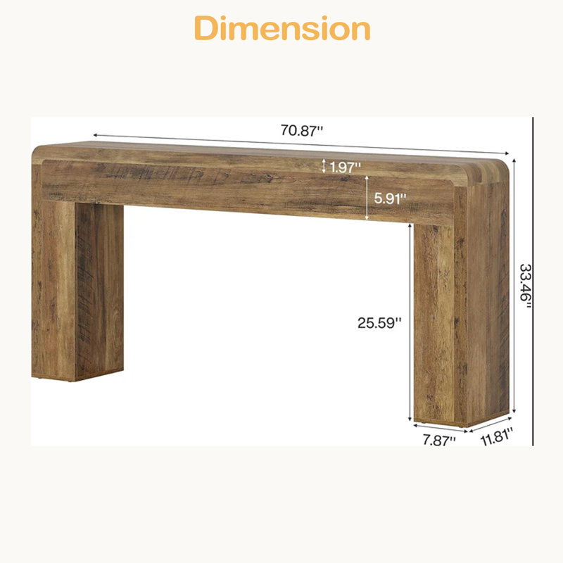 Table d'entrée en bois, console rustique, canapé