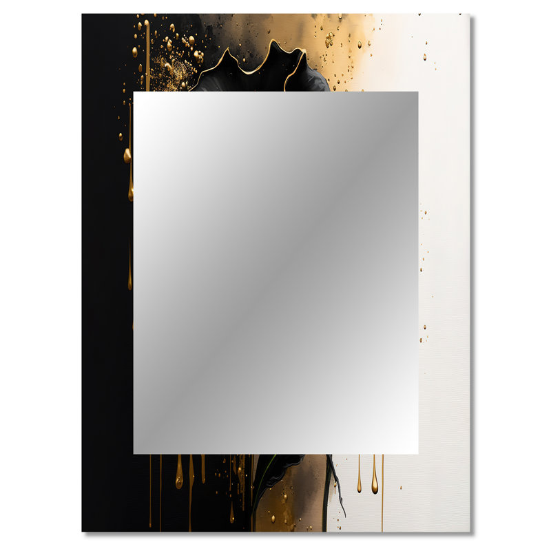 Noir et doré Cally Lillies - Calla Lily, miroir mural traditionnel, impression sur métal, 40 po x 30 po