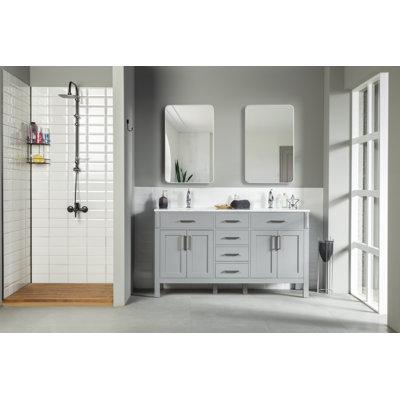 Flora 60" White Vanity with Integrated Porcelain Sink