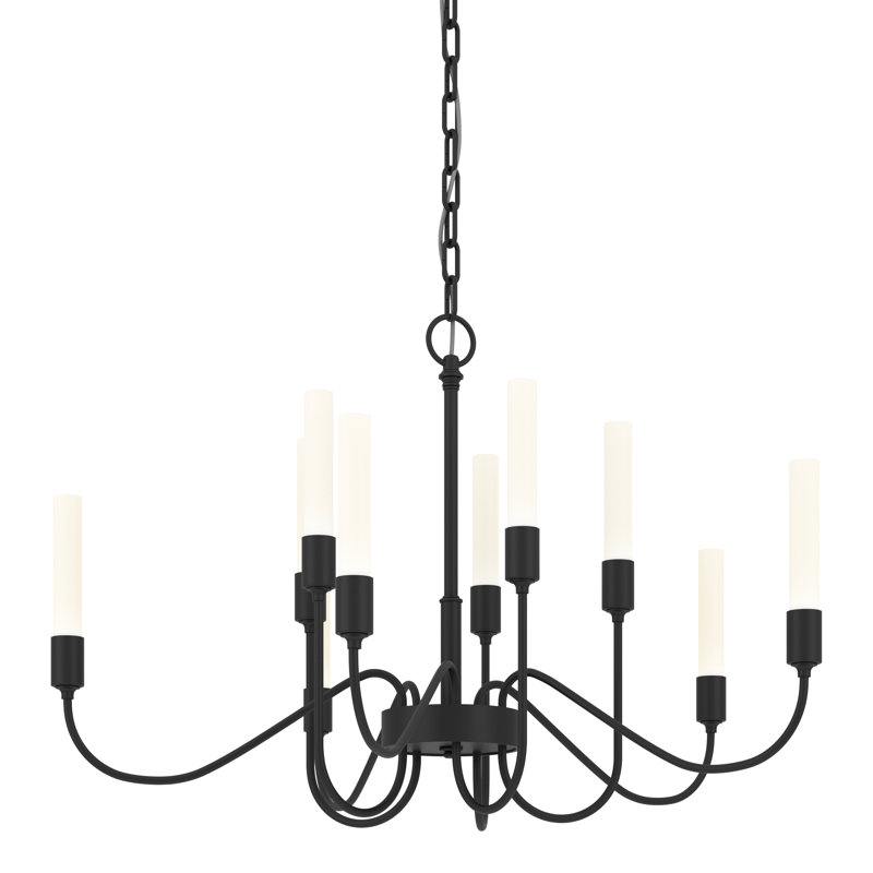 Lustre classique / traditionnel à 10 lumières de style bougie Lisse, Noir