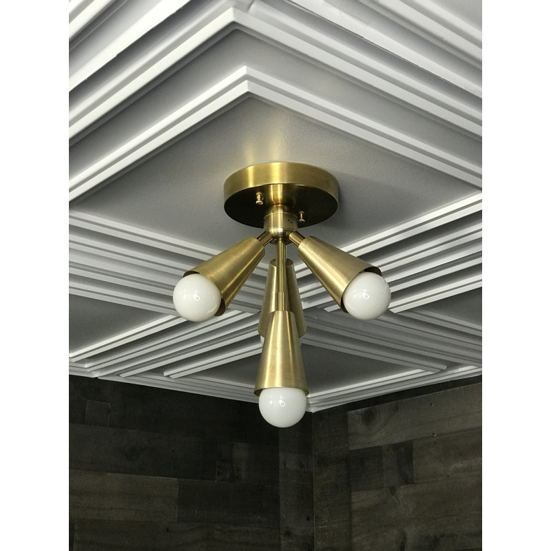 Nika Semi Flush Mount, Raw Brass