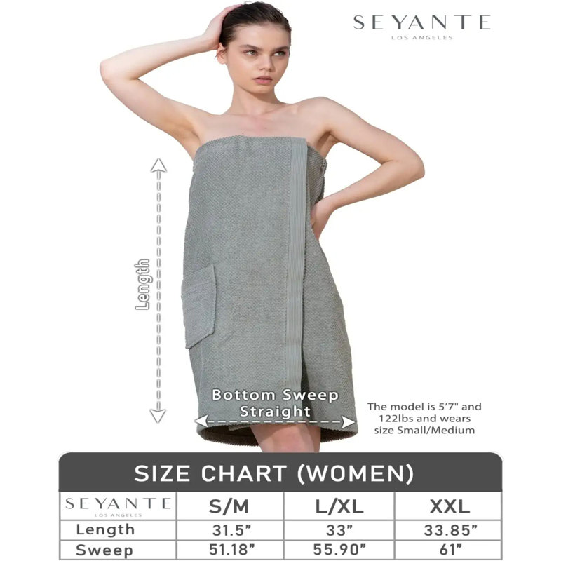 Peignoir au-dessus du genou avec poches MaKee, Bleu, XXL