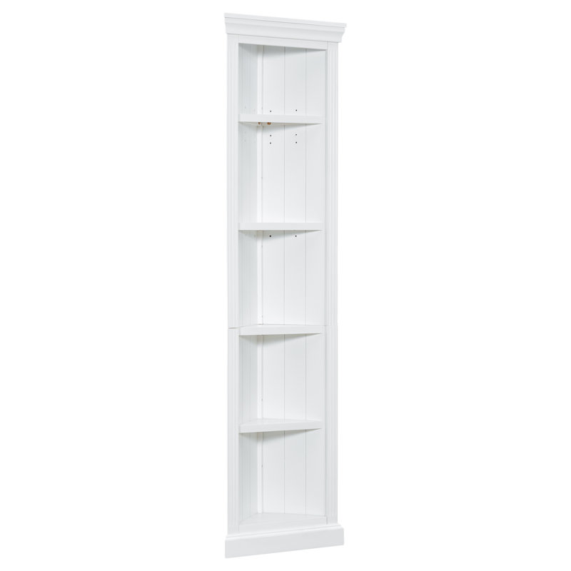 83.4" Tall 5-Tier Open Wood Bookcase With Corner Shelf Suite And Adjustable Shelves, 83.4" H x 66.53" W x 15.75" D