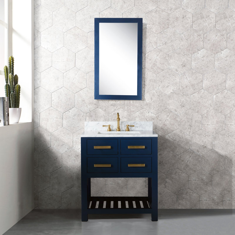 30 Inch Monarch Blue Single Sink Bathroom Vanity From The Madalyn Collection, Pure White, No