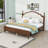 Wood Platform Bed with Upholstered Headboard-1237683084-1237683086