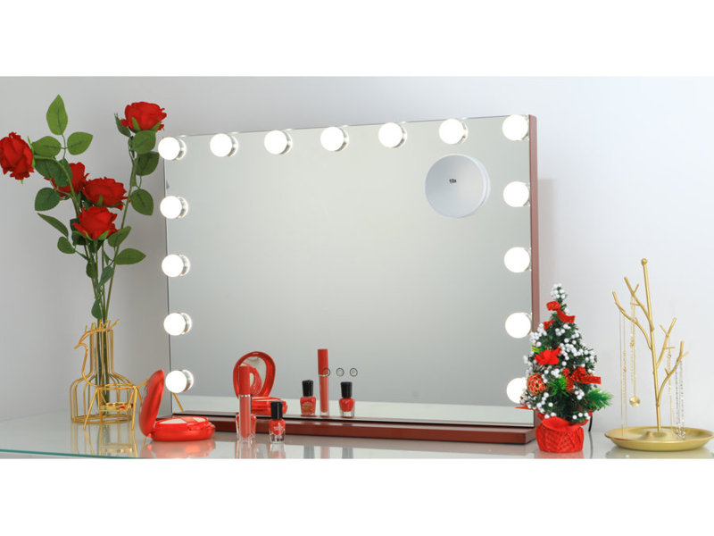 Miroir de coiffeuse avec 15 ampoules, Red