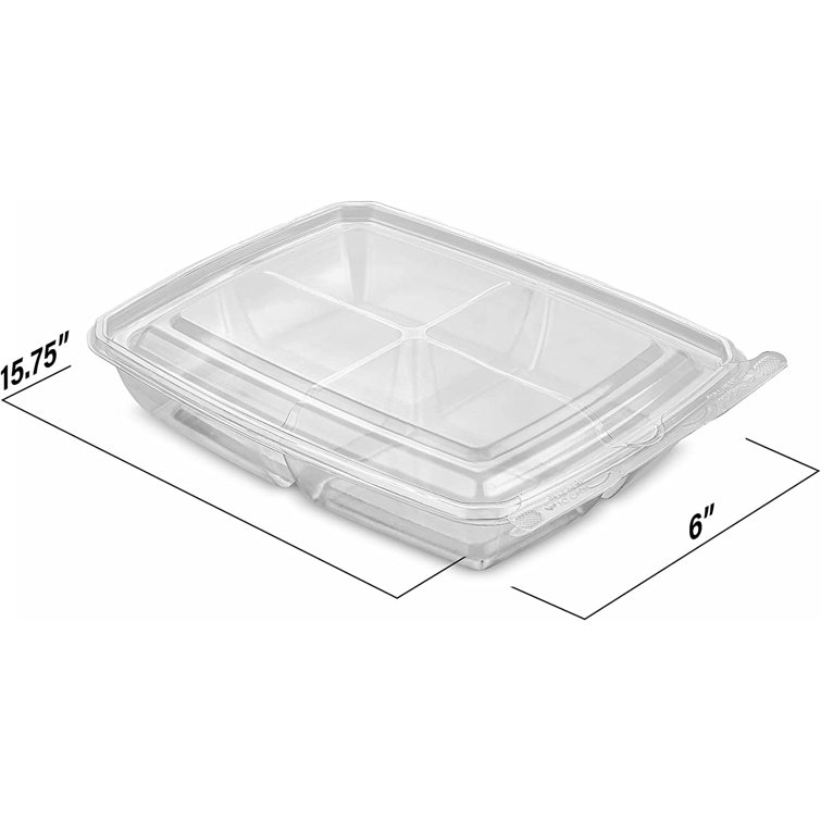 Prep & Savour Davit 6 x 7 Clear Plastic 4 Compartment Bento Boxes