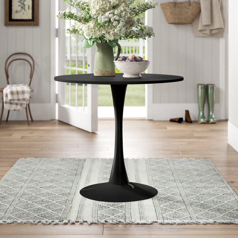 Table de salle à manger ronde avec plateau en pierre frittée et base de piédestal en acier pour 2 à 4 personnes dans la cuisine et la salle à manger