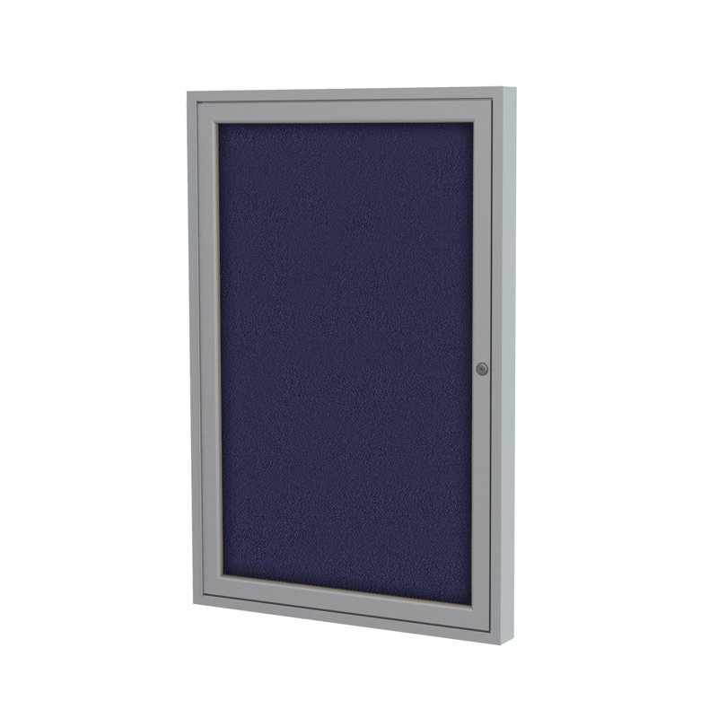 Babillards fermés en tissu à 1 porte Ghent, Bleu, H 3 pi x l 3 pi, Satin