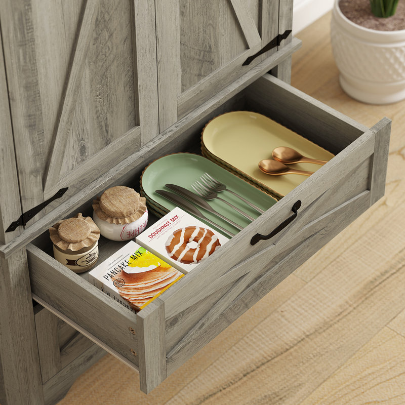 Armoire de rangement 64 po avec portes et tiroirs, noir, Noir
