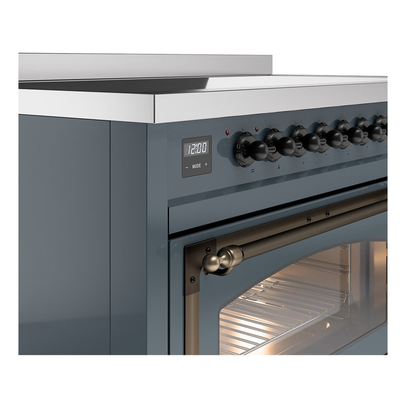 ILVE Nostalgie II Noblesse 48 dans la gamme d'induction, 6 éléments d'induction (porte en verre), Bleu gris / bruni
