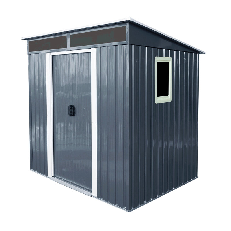 6Ft X 5Ft Outdoor Metal Storage Shed With Window And Transparent Plate For Garden, Lawn, Black
