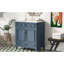 Meuble-lavabo bleu 30 po, conception rétro, structure en bois massif, lavabo en céramique brillante, portes à fermeture douce, rangement généreux, quincaillerie exquise, meuble-lavabo à motif unique avec lavabo, planches, mécanisme, lisse-351822202