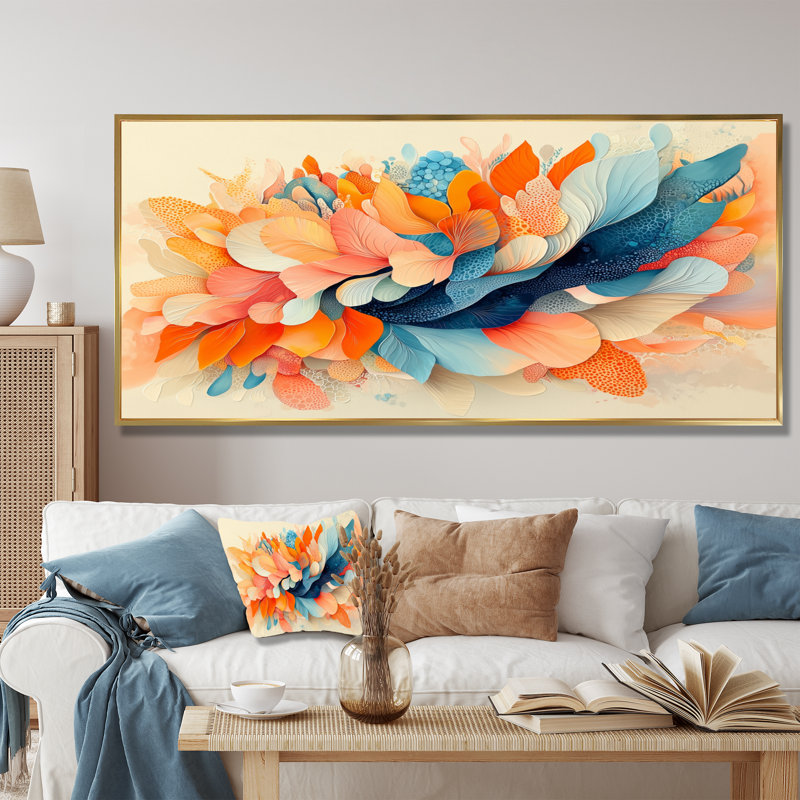 Witten Ferms Dream Botanicals Pastel Fragments I - abstrait botaniques, art mural sur toile, H 28 po x l 60 po, Doré