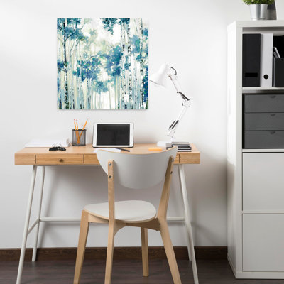 Birch Trees In Gentle Mist Abstract Contemporary Landscape Nature Wall Art