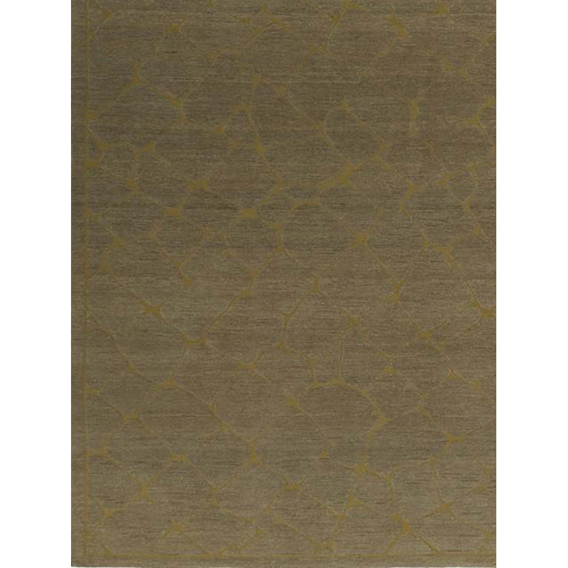 Tapis brun noué à la main de haute qualité, Rectangle de 4 pi 1 po x 6 pi 2 po