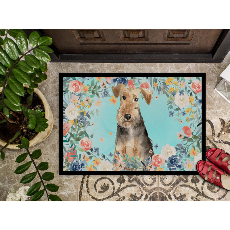 Schnauzer 27 po x 18 po tapis de porte extérieur antidérapant Gerwalta, Terrier brun