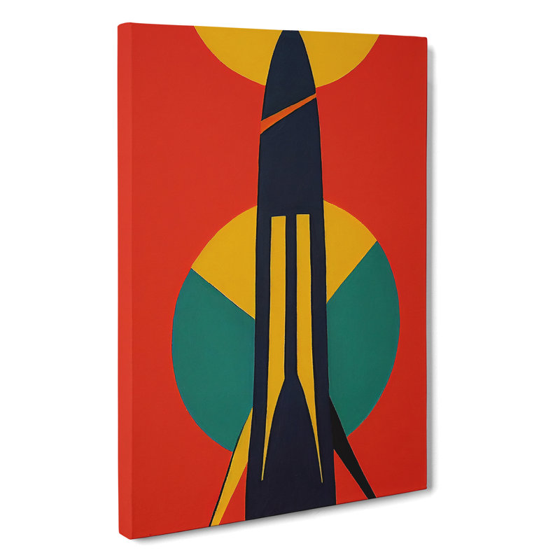 Retro Spaceship Rocket No.3 - Wall Art, 76cm H x 50cm W x 3cm D, Wrapped Canvas