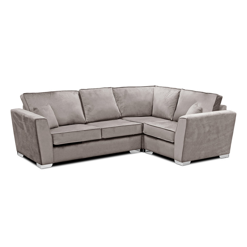Quade 4 Seater Velvet Corner Sofa , Right Hand Facing, Taupe