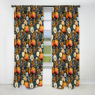 Mod Botanicals - Rideau Mid-Century - Rideau géométrique occultant en velours - 1 panneau